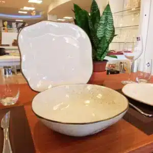 Conjunto Travessa Saladeira Baixelas Para Servir Ryo Maresia Areia Oxford Porcelanas