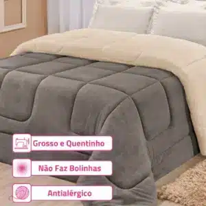 Coberdrom Edredom Casal King Sherpa Lã Pele de Carneiro Grosso Pesado Dupla Face Resistente 2,80m x2,40m Quente Inverno
