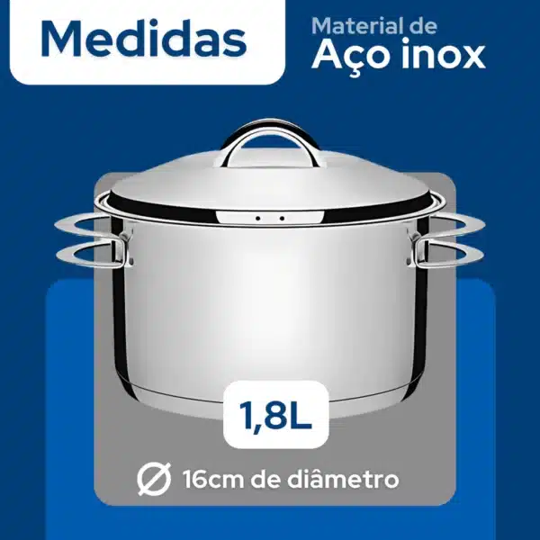 Caçarola Funda 16cm Solar Aço Inox Fundo Triplo Tramontina